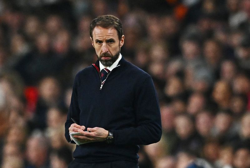 Soccer Football - International Friendly - England v Ivory Coast - Wembley Stadium, London, Britain - March 29, 2022 England manager Gareth Southgate during the match
