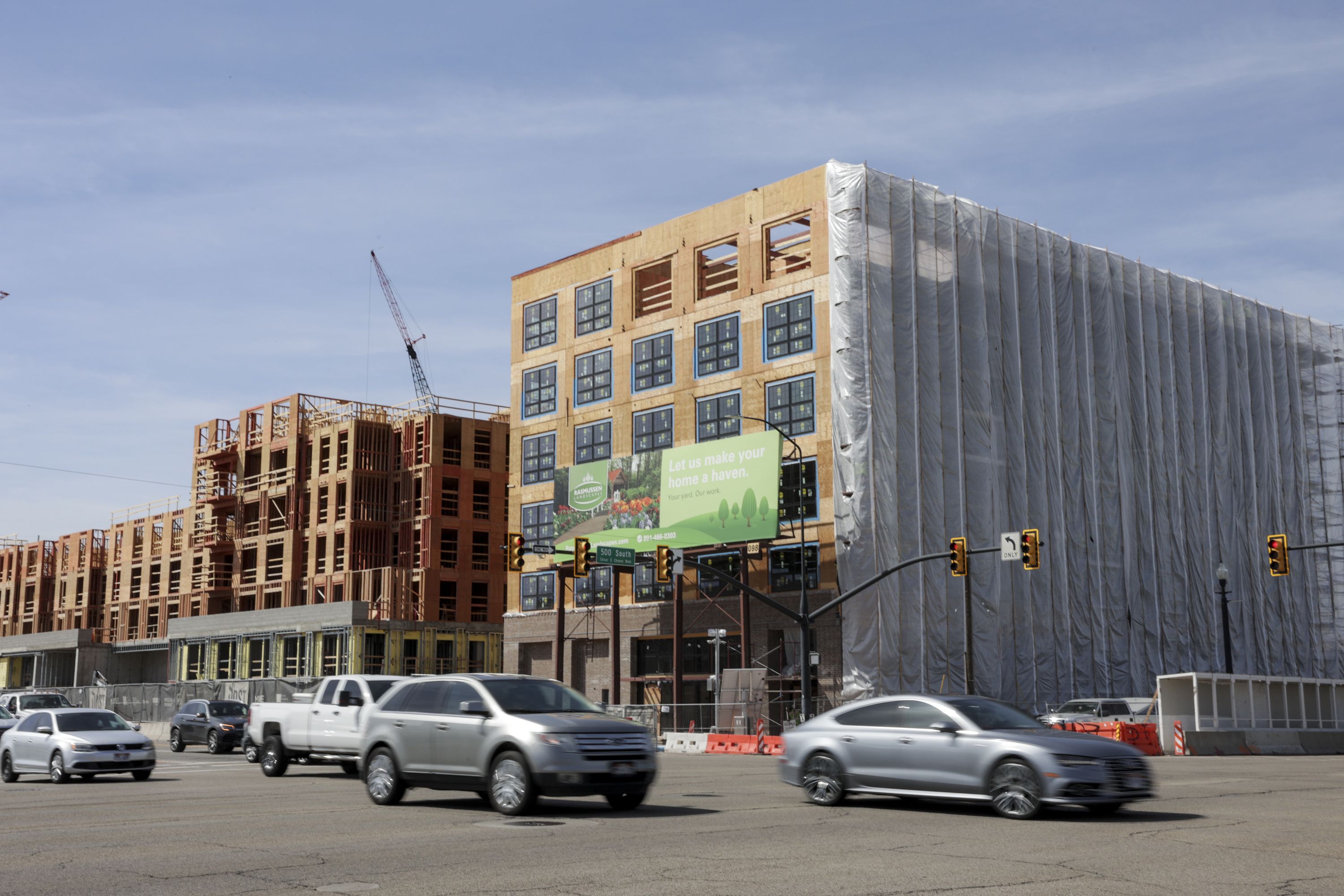 Apartment buildings under construction on 500 South and 600 West in Salt Lake City are pictured on Friday. As housing prices reach new heights and even more Utahns are getting priced out of owning a home, Utah’s most populous county is experiencing the tightest rental market in history.