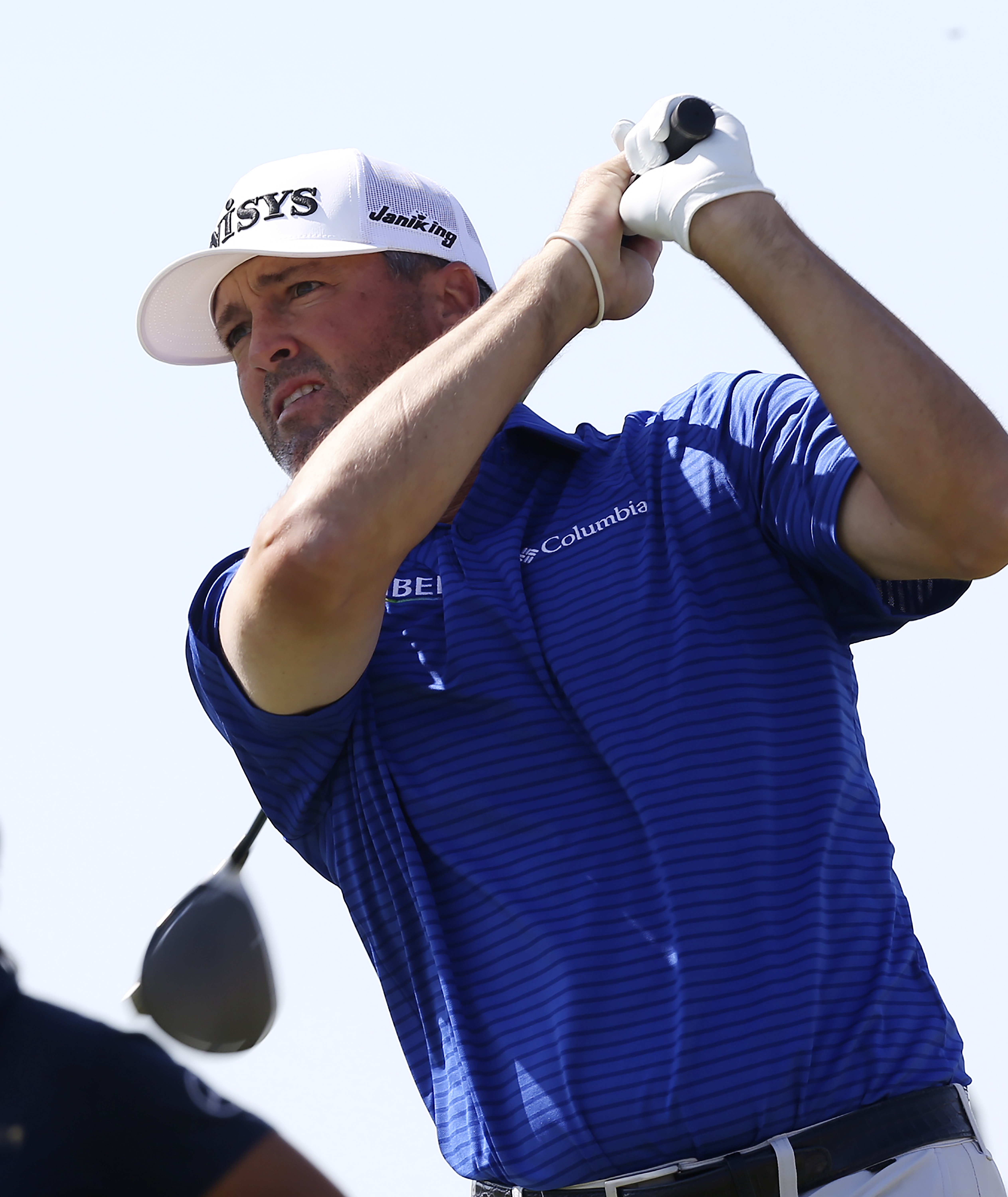Ryan Palmer watches his shot from the 10th tee during the second day of the Valero Texas Open golf tournament at TPC San Antonio, Friday, April 1, 2022. 