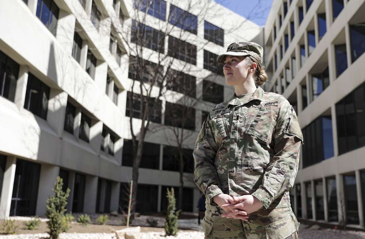 Dawn Dimick, the first female to study in Brigham Young University’s master of arts chaplaincy program, poses for a portrait at St. Mark’s Hospital in Millcreek on Friday.