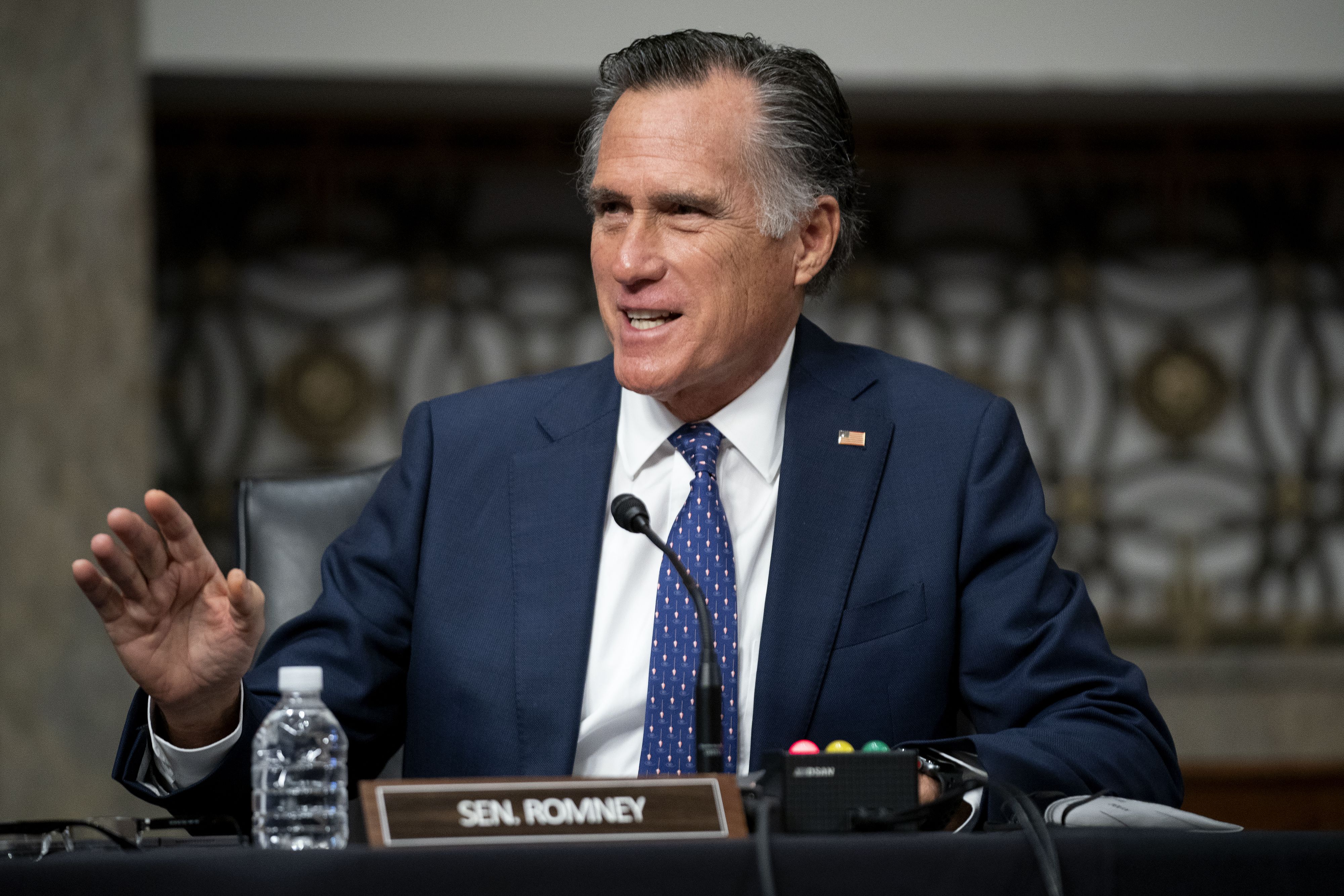 Sen. Mitt Romney, R-Utah, speaks during a Jan. 11 hearing on Capitol Hill in Washington. Romney helped broker a bipartisan agreement to provide $10 billion in emergency COVID-19 funding using mostly unspent American Rescue Plan dollars.