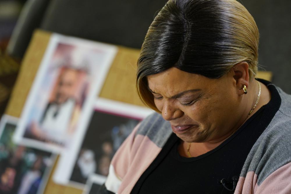 Penelope Scott talks about her son, De'vazia Turner, one of the victims killed in a mass shooting, during an interview with The Associate Press in Elk Grove, Calif., Monday. Multiple people were killed and injured in the shooting a day earlier.
