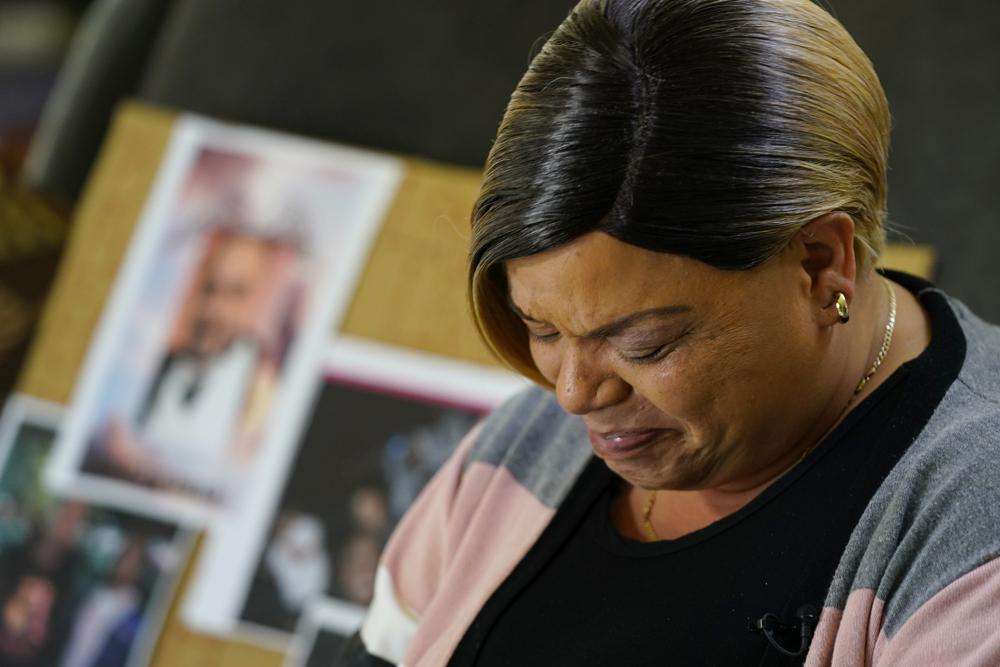 Penelope Scott talks about her son, De'vazia Turner, one of the victims killed in a mass shooting, during an interview with The Associate Press in Elk Grove, Calif., Monday. Multiple people were killed and injured in the shooting a day earlier.