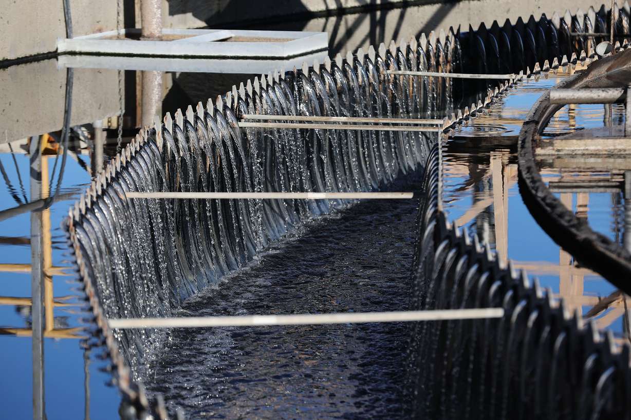 The Salt Lake City Water Reclamation Facility’s primary clarifier in Salt Lake City is pictured on Wednesday. The water at the facility is tested for COVID-19 twice a week.