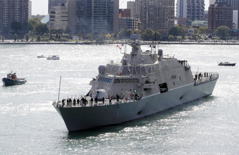 The USS Detroit, a Freedom-class of littoral combat ship, arrives Oct. 14, 2016, in Detroit. The Navy that once wanted smaller, speedy warships to chase down pirates has made a speedy pivot to Russia and China and many of those ships, like the USS Detroit, could be retired. 