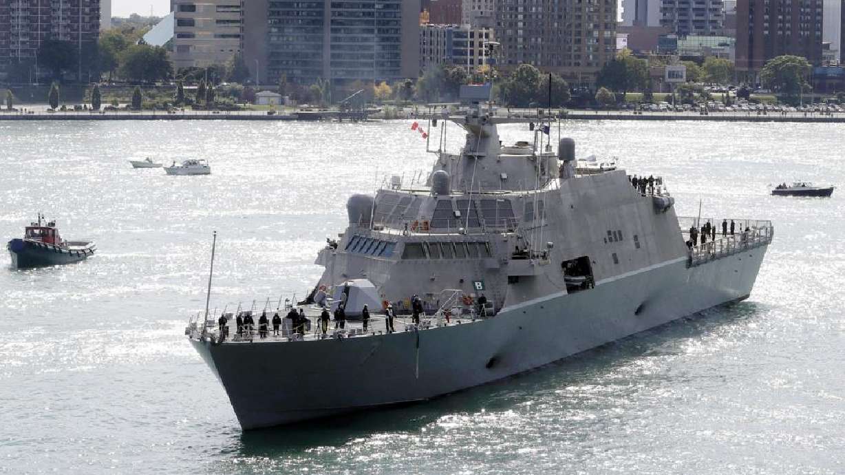 The USS Detroit, a Freedom-class of littoral combat ship, arrives Oct. 14, 2016, in Detroit. The Navy that once wanted smaller, speedy warships to chase down pirates has made a speedy pivot to Russia and China and many of those ships, like the USS Detroit, could be retired.