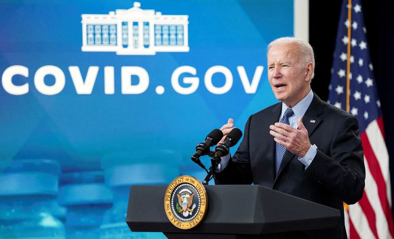 Pres. Biden delivers remarks on COVID-19 in Washington, March 30. A U.S. appeals court panel on Thursday reinstated his executive order mandating that federal civilian employees be vaccinated.