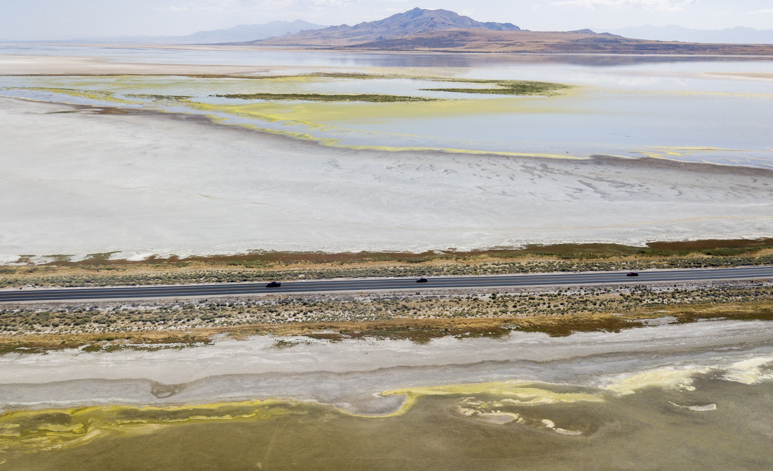 Cars drive across the Antelope Island causeway over the Great Salt Lake on Aug. 31, 2019. Visitation at the park surpassed 1 million last year for the first time in the park's history.