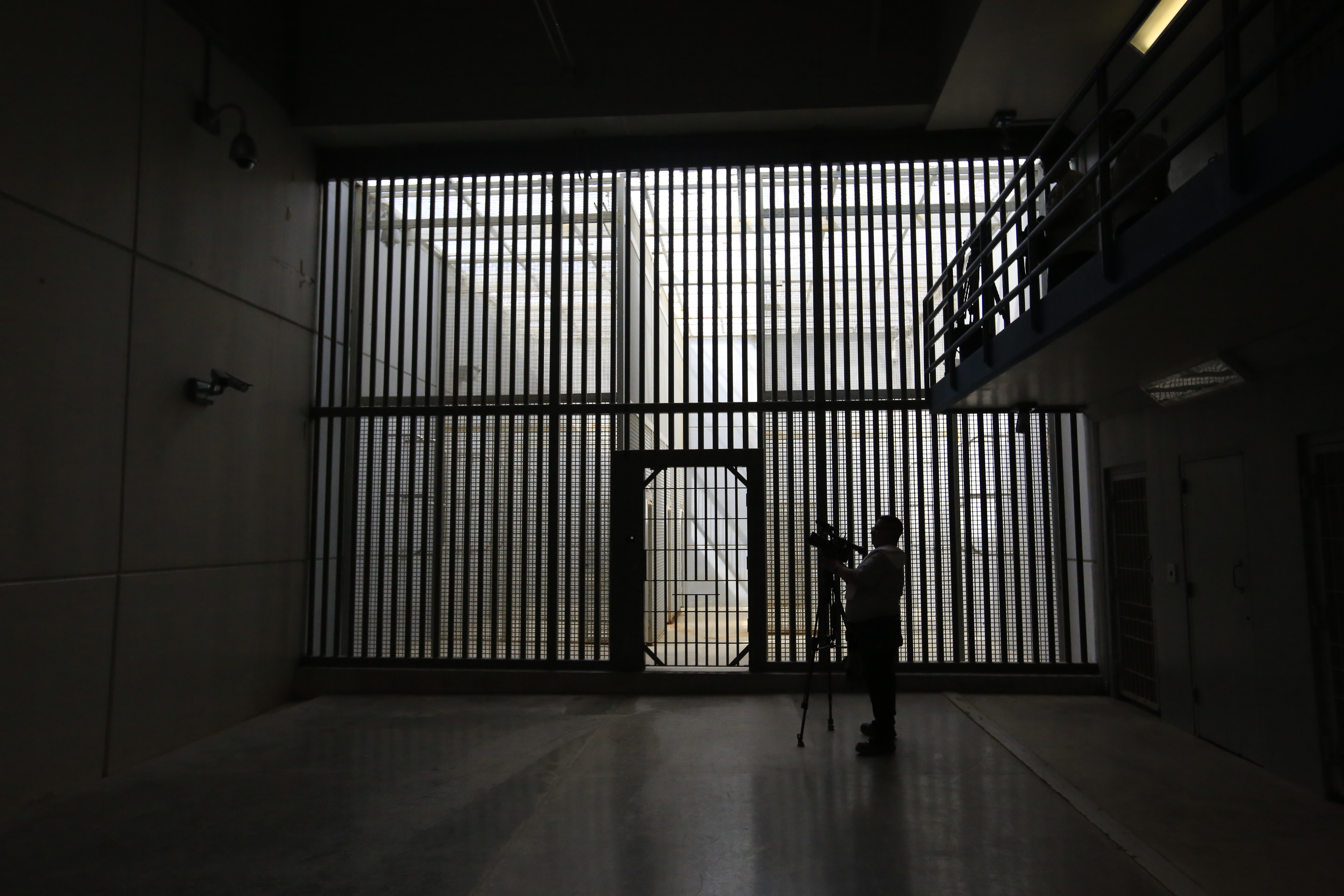 A journalist films the now closed Laguna del Toro maximum security facility during a media tour of the former Islas Marias penal colony located off Mexico's Pacific coast, Saturday, March 16, 2019.
