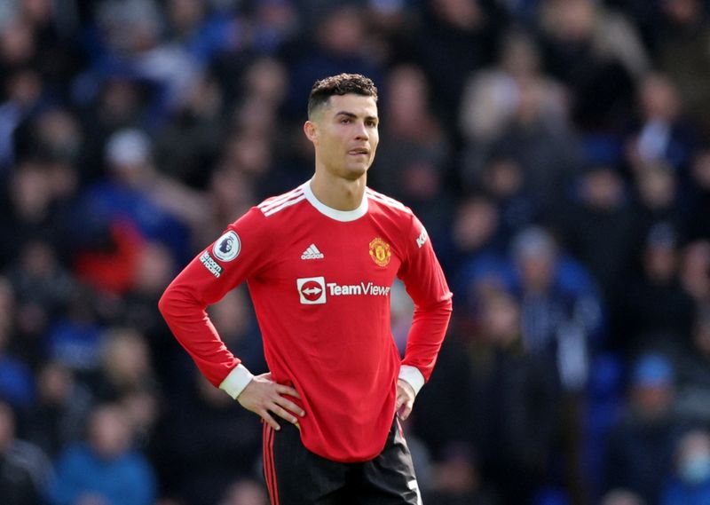 Soccer Football - Premier League - Everton v Manchester United - Goodison Park, Liverpool, Britain - April 9, 2022 Manchester United's Cristiano Ronaldo looks dejected after the match Action Images via Reuters/Carl Recine