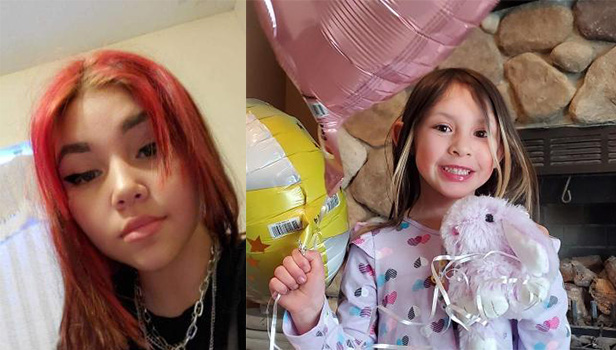 Police issued an Amber Alert Sunday saying Brooklyn George, left, abducted her 7-year-old sister Lyra Caldwell, right. The sisters were later found in Salt Lake City.
