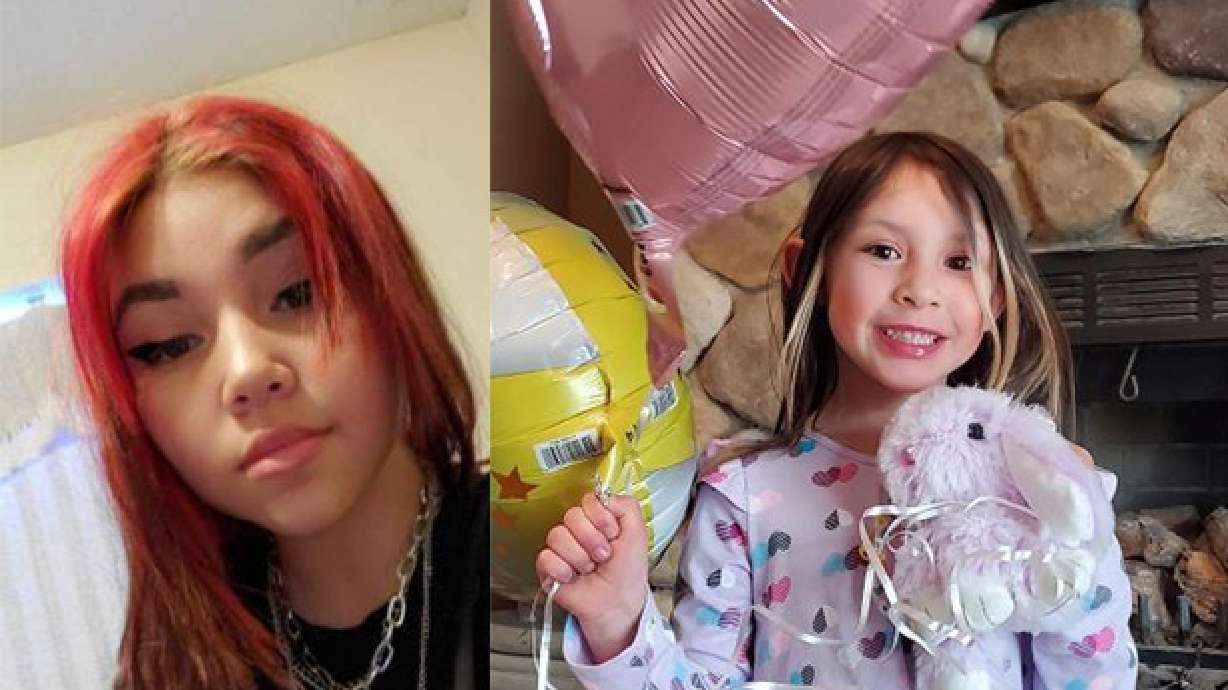 Police issued an Amber Alert Sunday saying Brooklyn George, left, abducted her 7-year-old sister Lyra Caldwell, right. The sisters were later found in Salt Lake City.