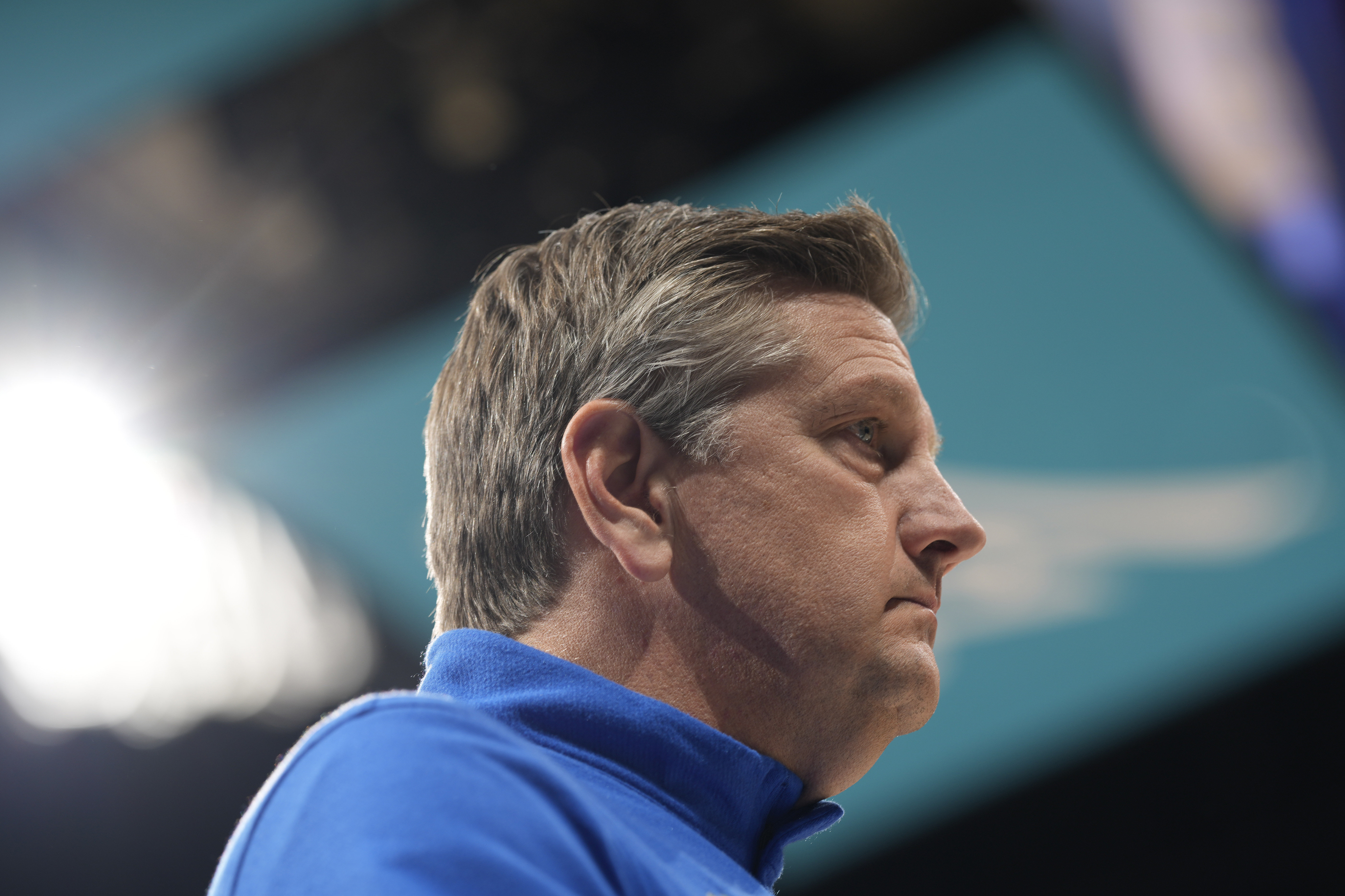 Minnesota Timberwolves head coach Chris Finch looks on in the first half of an NBA basketball game against the Denver Nuggets, Friday, April 1, 2022, in Denver. 