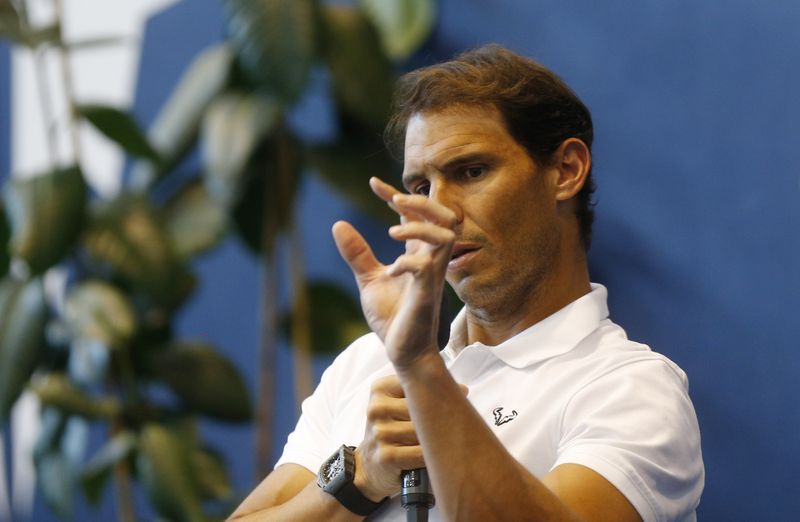 FILE PHOTO: Tennis - Rafael Nadal Press Conference - Rafa Nadal Academy, Mallorca, Spain - February 2, 2022 Spain's Rafael Nadal during the press conference