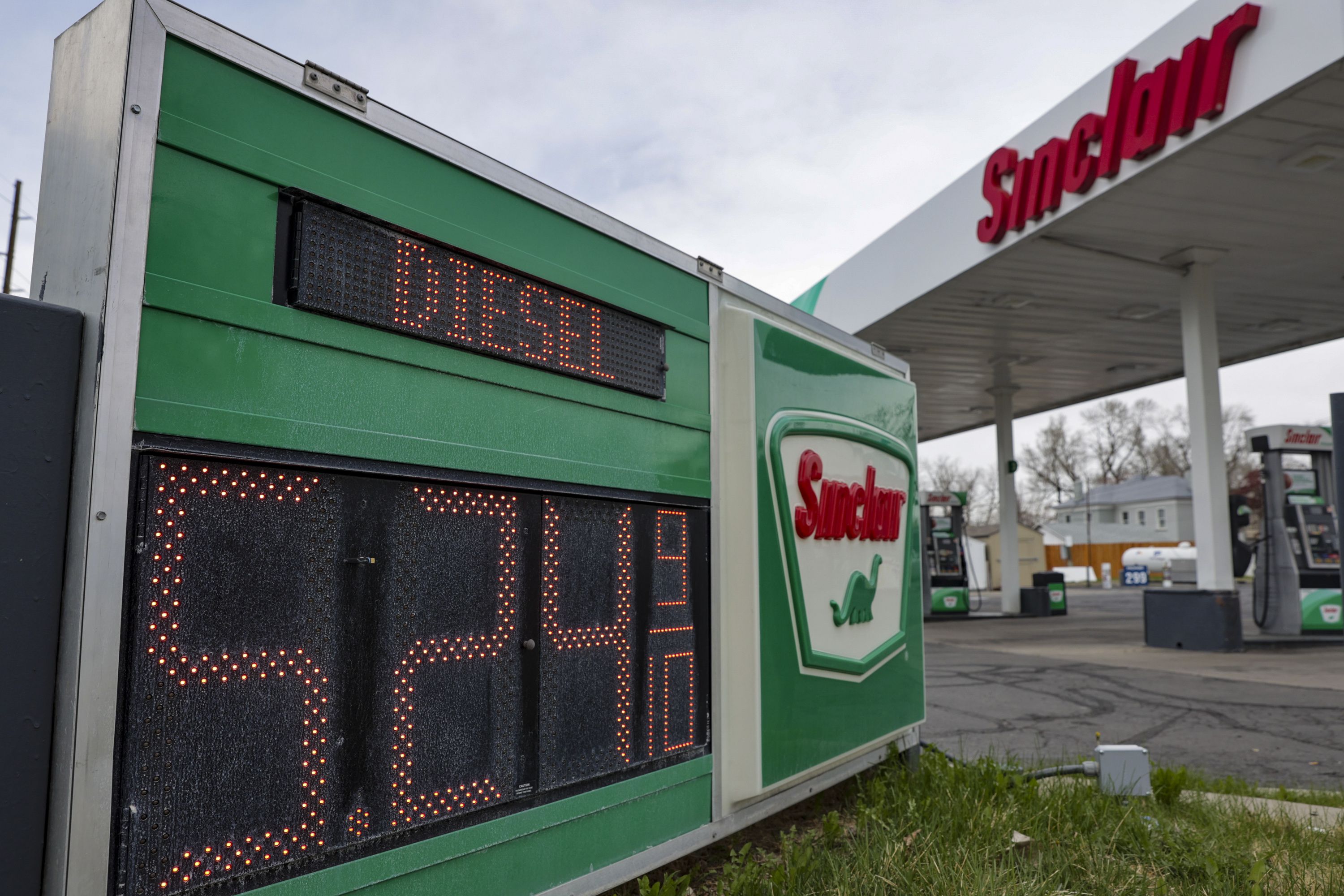 The price of diesel fuel is $5.24 per gallon at a Sinclair in Salt Lake City on Monday, April 11, 2022.
