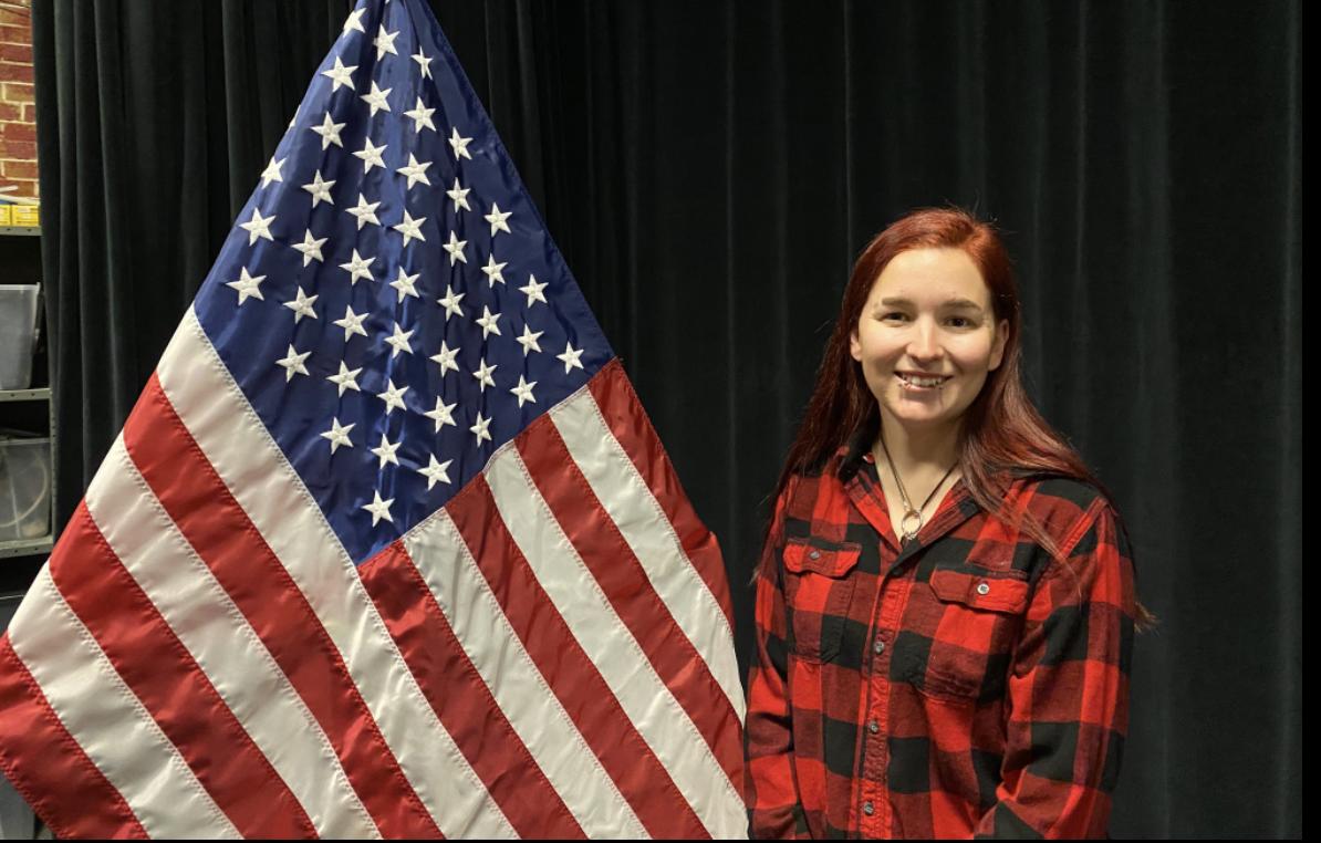 Navy veteran Chelsea Snoey at the Salt Lake City Veterans Affairs Office on Tuesday, April 12.