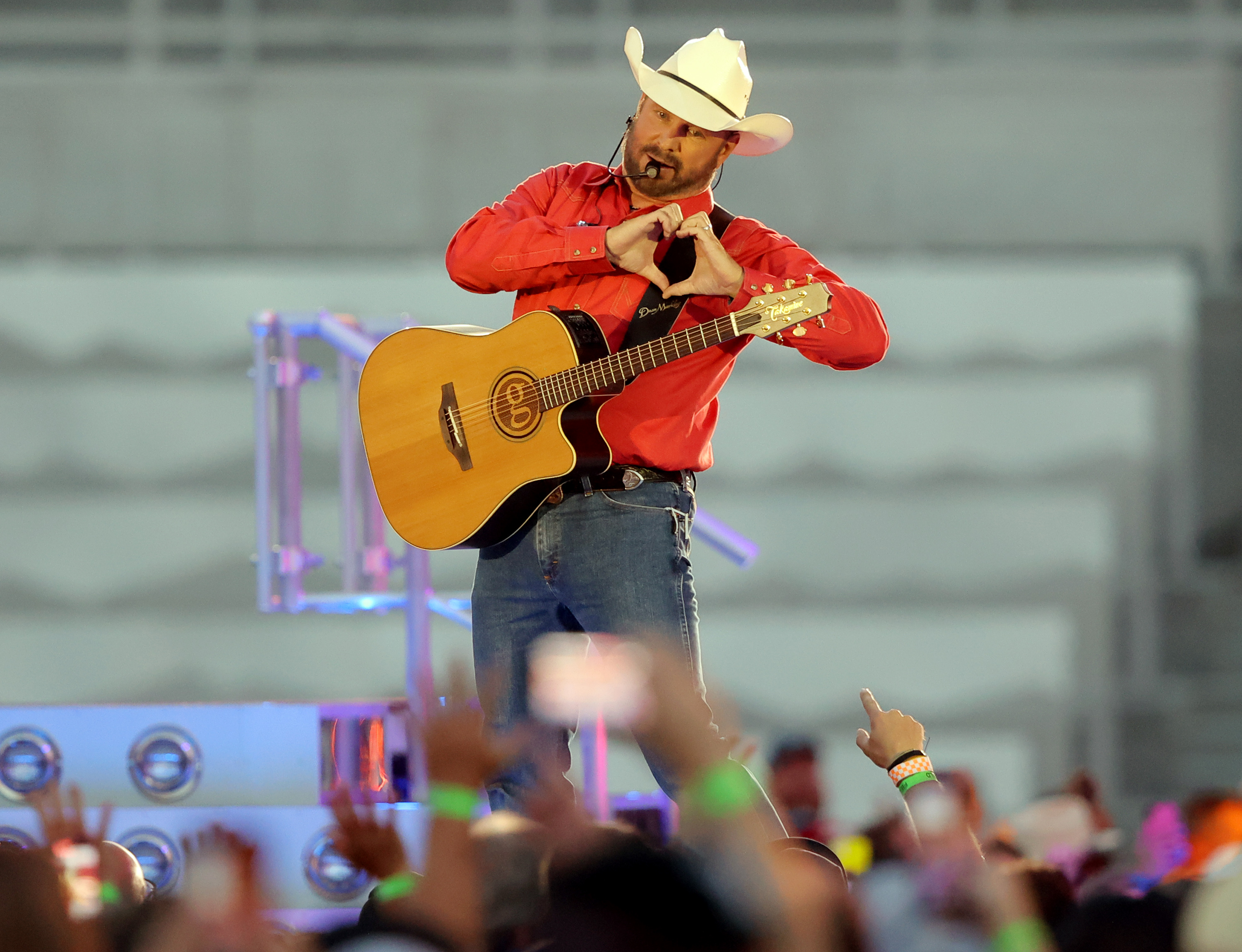 Country music superstar Garth Brooks performs at Rice-Eccles Stadium at the University of Utah in Salt Lake City on July 17, 2021.