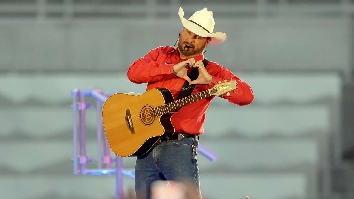 Country music superstar Garth Brooks performs at Rice-Eccles Stadium at the University of Utah in Salt Lake City on July 17, 2021.