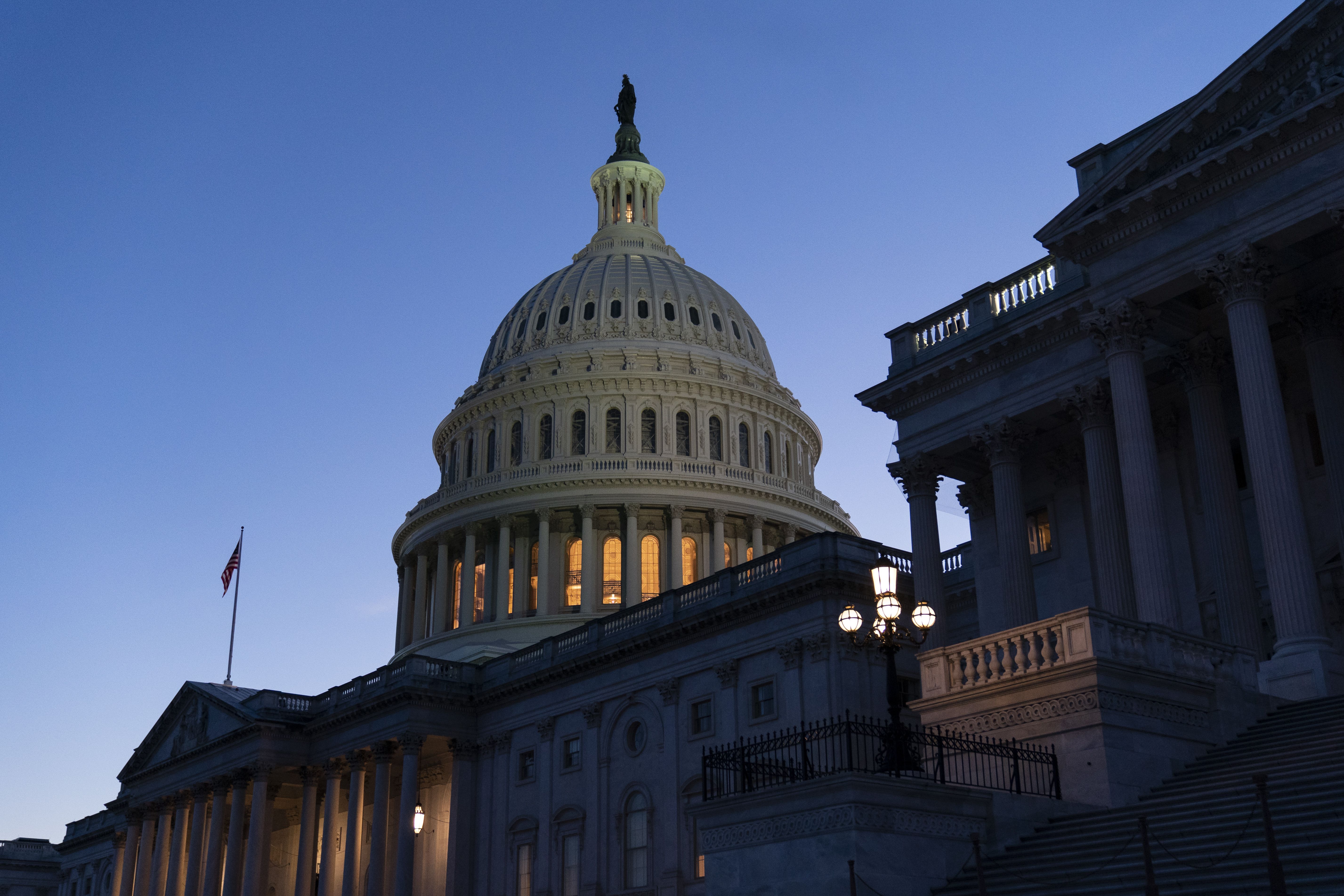 The U.S. Capitol is illuminated at sunset on Nov. 1, 2021, in Washington. Republican delegates won’t be deciding most congressional races in Utah when they convene for the state GOP nominating convention later this month.