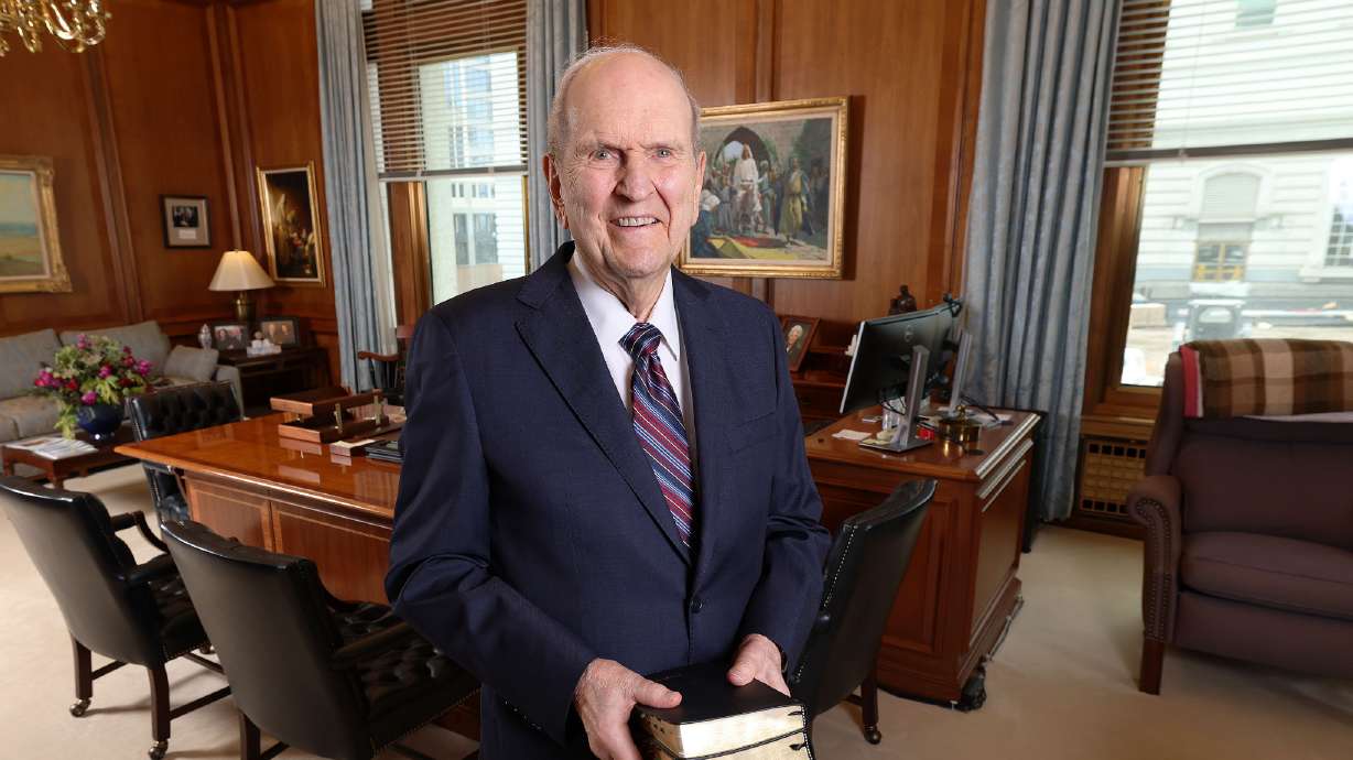President Russell M. Nelson at his office in the Church Administration Building in Salt Lake City on Wednesday.