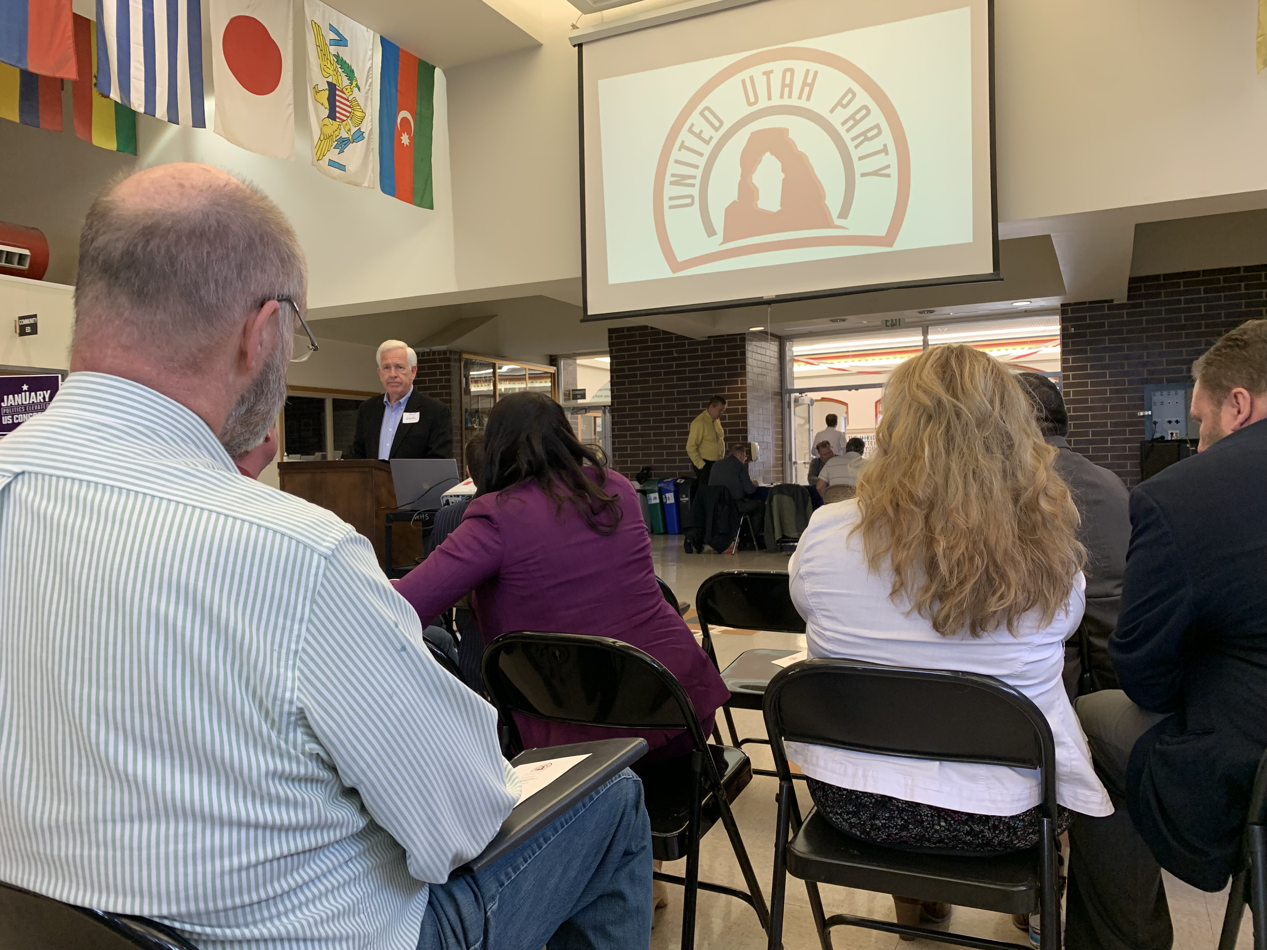 Kent Norton speaks at the United Utah Party State Convention on Saturday. The party voted to endorse Evan McMullin for U.S. Senate.