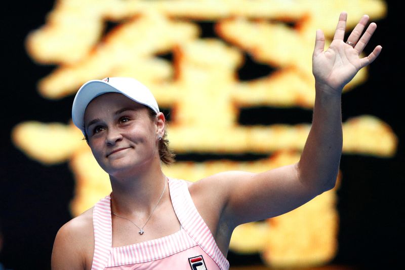 FILE PHOTO: Tennis - Australian Open - Second Round - Melbourne Park, Melbourne, Australia, January 16, 2019.  Australia's Ashleigh Barty waves to spectators after winning the match against China's Wang Yafan.