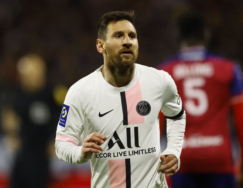 FILE PHOTO: Soccer Football - Ligue 1 - Clermont v Paris St Germain - Stade Gabriel Montpied, Clermont-Ferrand, France - April 9, 2022 Paris St Germain's Lionel Messi