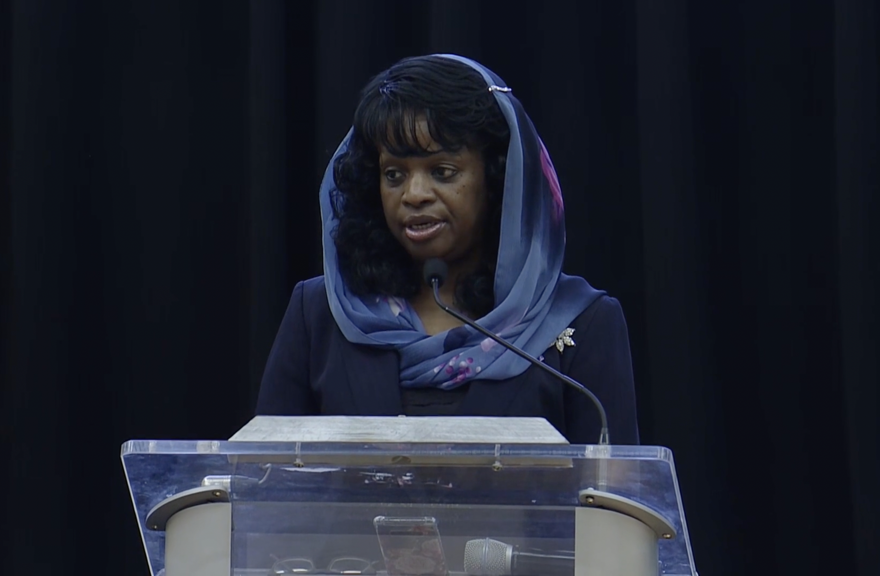 Mildred Muhammad speaks during the Utah Valley University Conference on Domestic Violence on Tuesday.