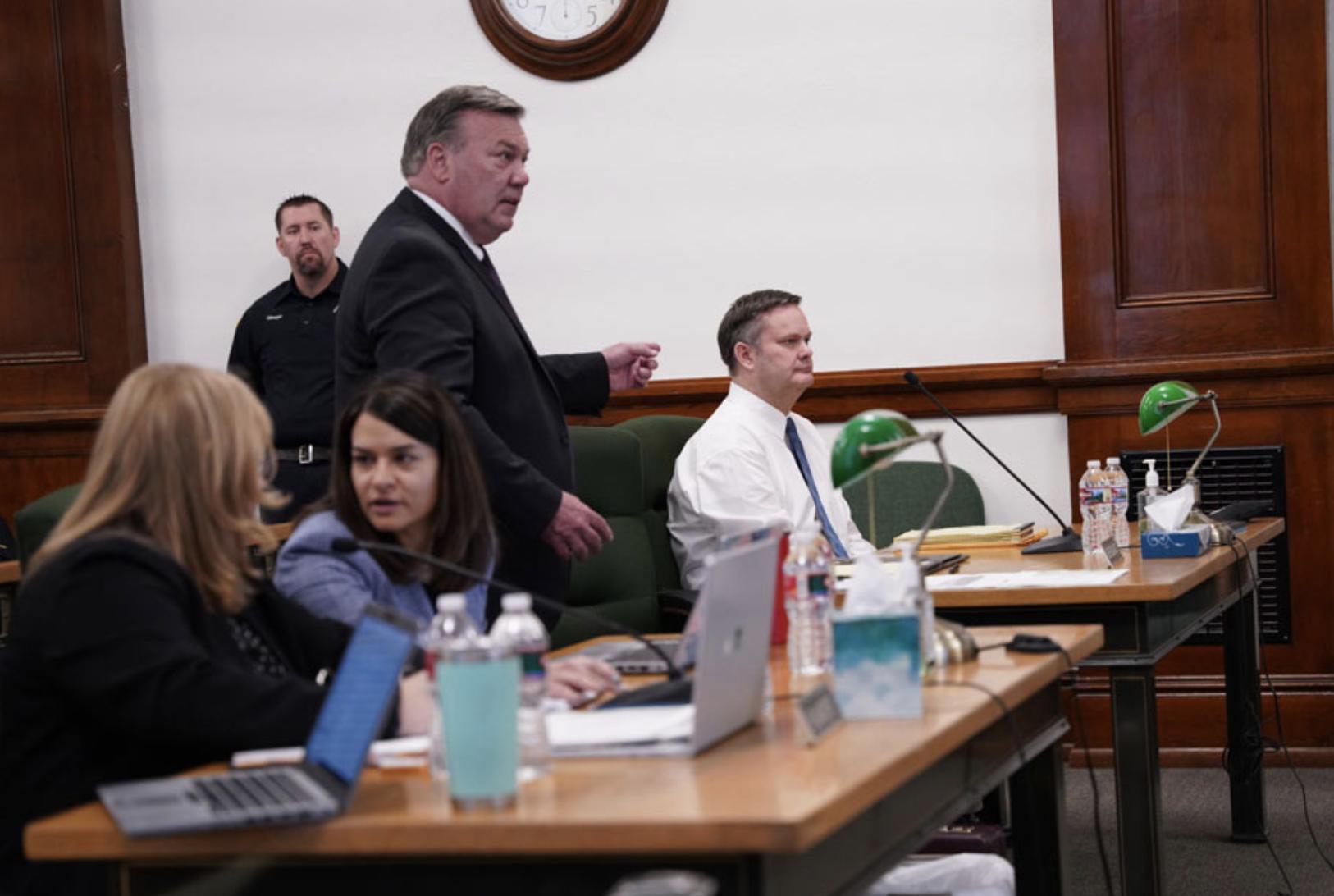 Chad Daybell’s attorney, John Prior, makes his opening statement during Tuesday’s hearing.