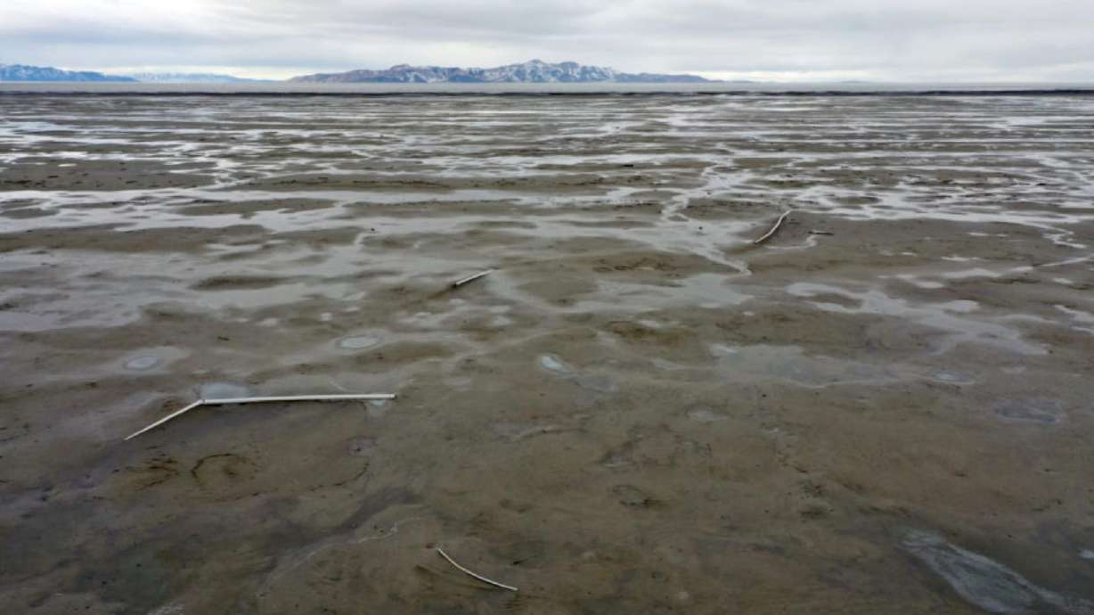 Low water levels are pictured in the Great Salt Lake near Tooele County on Jan. 5.