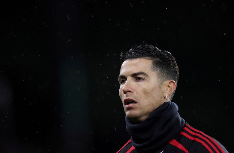 FILE PHOTO: Soccer Football - Premier League - Manchester United's Cristiano Ronaldo during the warm up before the match against Burnley - Turf Moor, Burnley, Britain - February 8, 2022 Action Images via Reuters/Carl Recine
