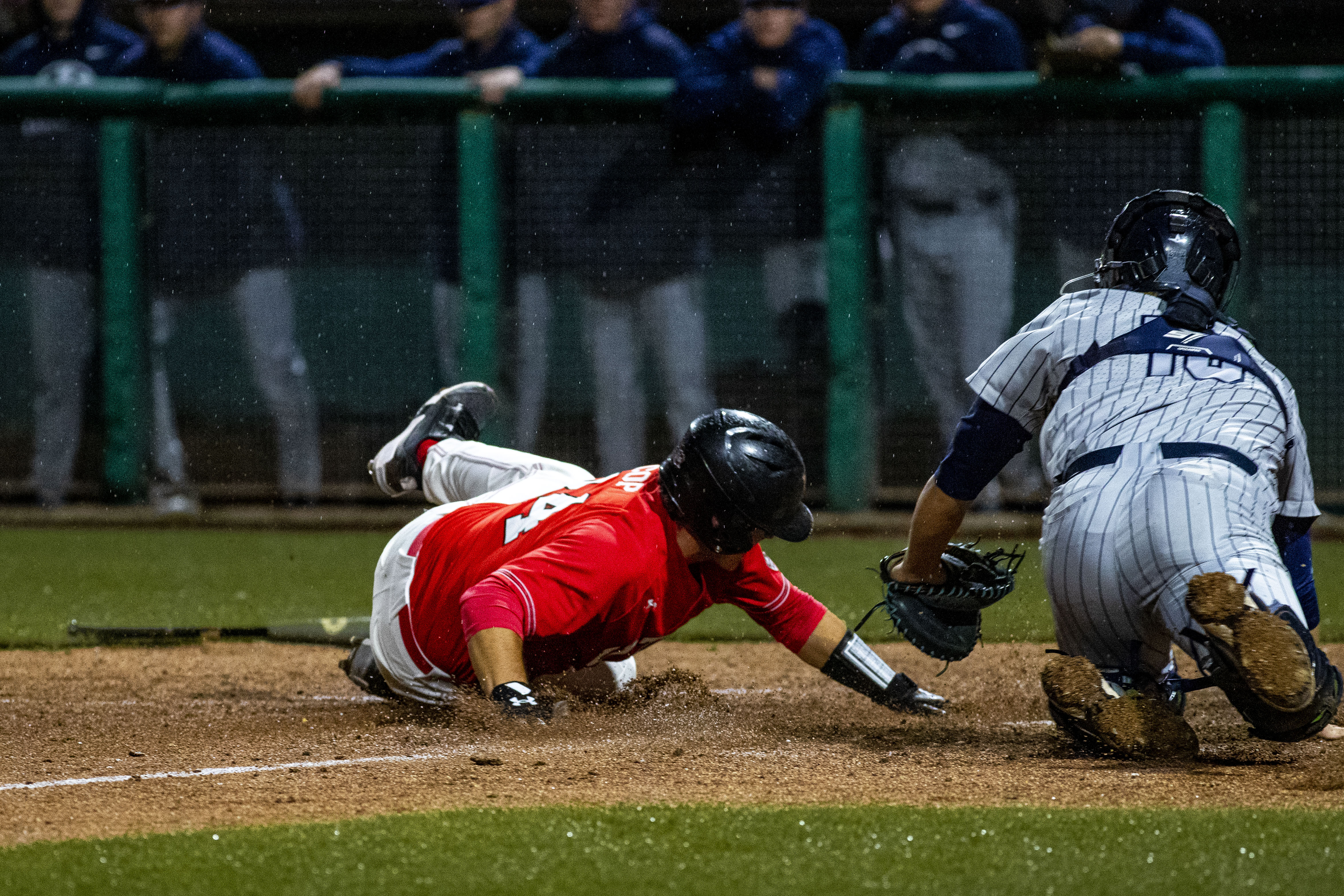 Utah's Davis Cop scores the game-winning run in the bottom of the ninth for an 8-7 win over rival BYU, Tuesday, April 19, 2022 at Smith's Ballpark in Salt Lake City.