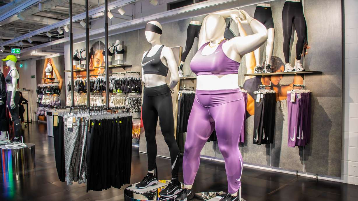 Inclusive sizing is shown via mannequins at NikeTown London.