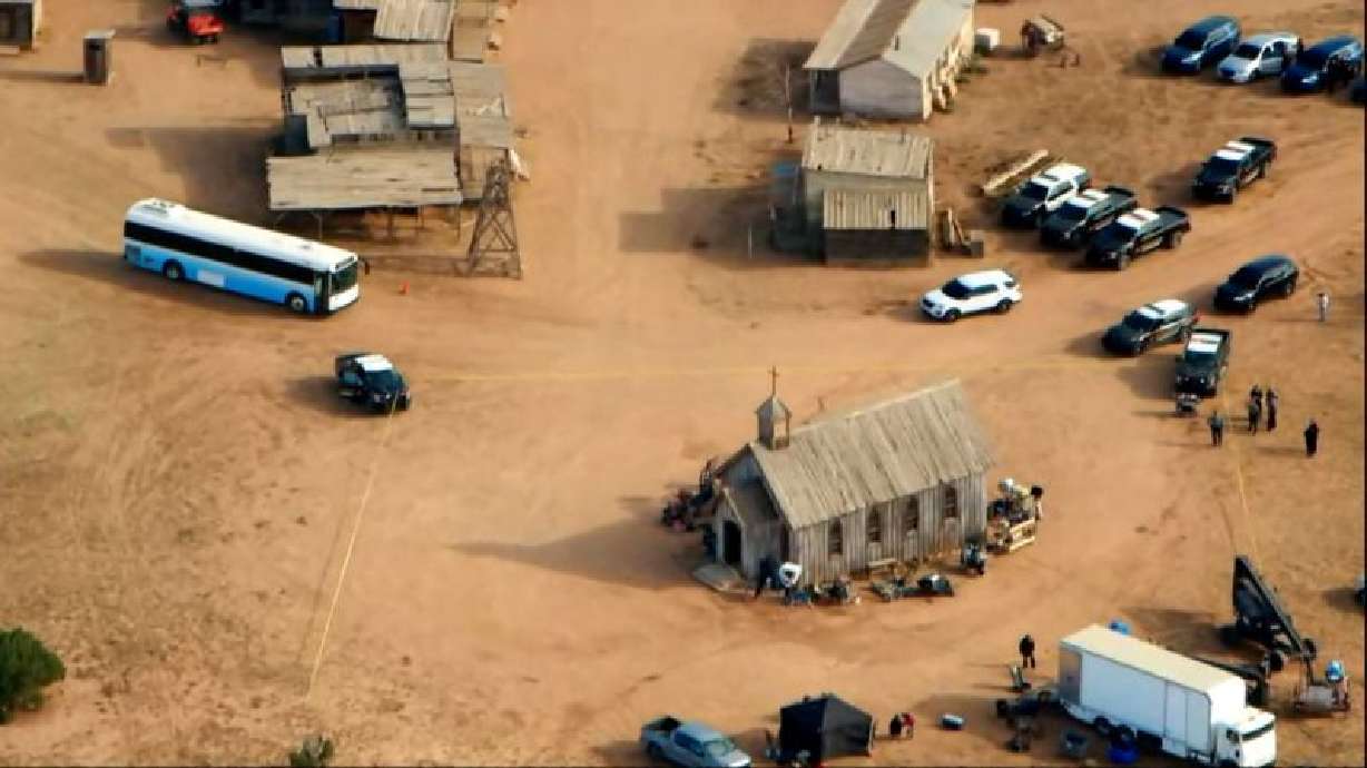 The film set on Bonanza Creek Ranch where actor Alec Baldwin fatally shot a cinematographer with a prop gun in Santa Fe, New Mexico, Oct. 21, 2021. New Mexico workplace safety regulators on Wednesday issued the maximum possible fine against a film production company for firearms safety failures on the set.