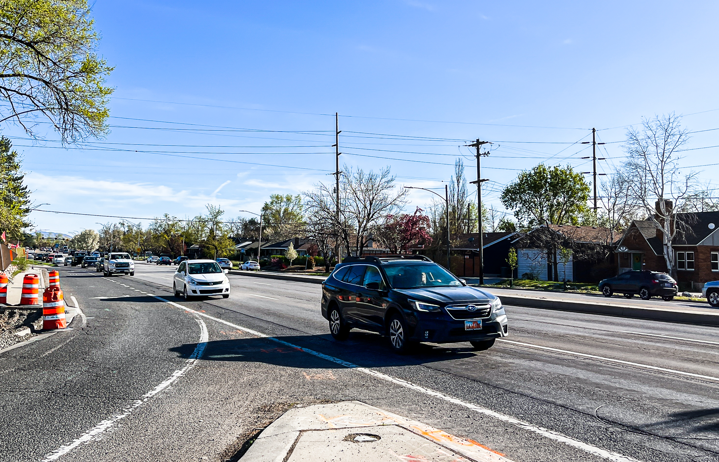 Vehicles travel north on 1300 South near I-80 in Sugar House on Wednesday afternoon. The stretch of 1300 East from 2100 South to 3300 South is slated to be repaired in 2024.
