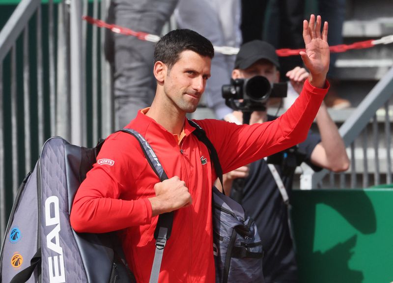 FILE PHOTO: Tennis - ATP Masters 1000 - Monte Carlo Masters - Monte-Carlo Country Club, Roquebrune-Cap-Martin, France - April 12, 2022 Serbia's Novak Djokovic before his second round match against Spain's Alejandro Davidovich Fokina