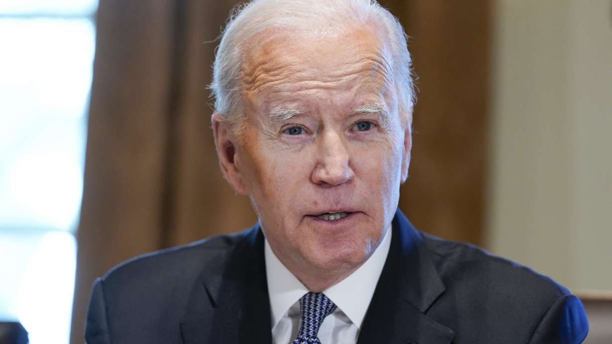 President Joe Biden speaks as he meets with military leaders in the Cabinet Room the White House, Wednesday. Thursday he announced plans to send $800 million in additional military aid to Ukraine.