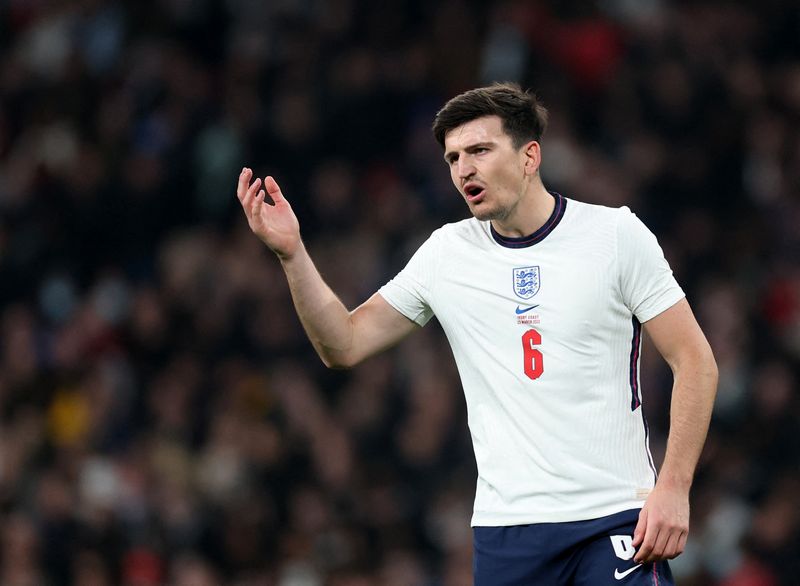FILE PHOTO: Soccer Football - International Friendly - England v Ivory Coast - Wembley Stadium, London, Britain - March 29, 2022  England's Harry Maguire reacts Action Images via Reuters/Carl Recine