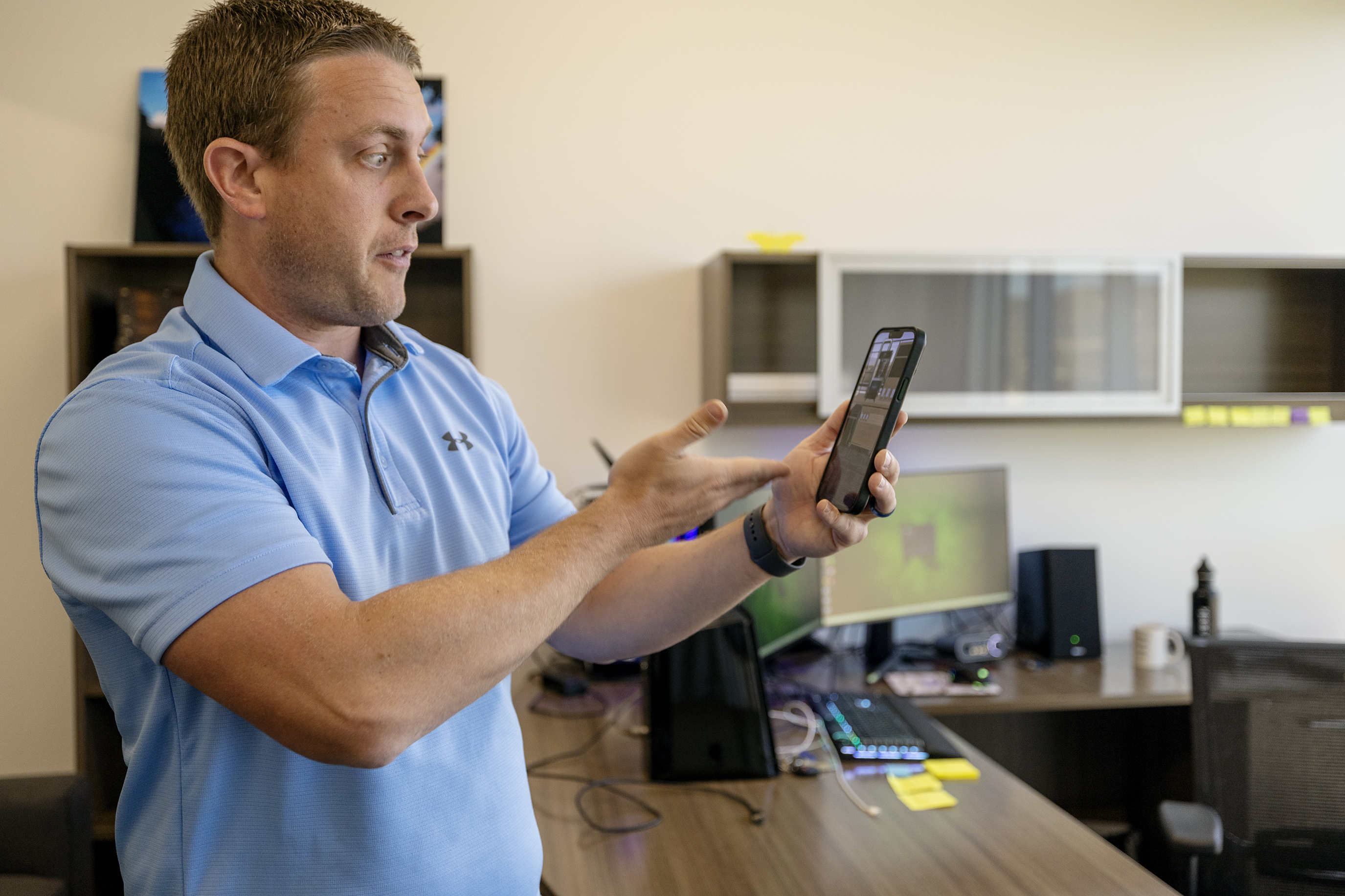 Jon Cheney, CEO of Seek, shows off some of the company's software during an interview in Lehi on Monday.