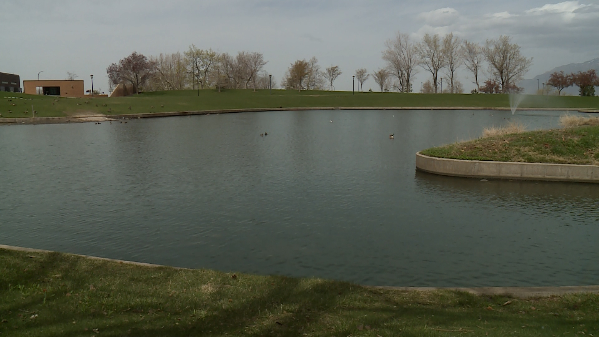 The pond at Linquist Plaza at Weber State University is shown Thursday. It will likely be used as a future irrigation source at the school.