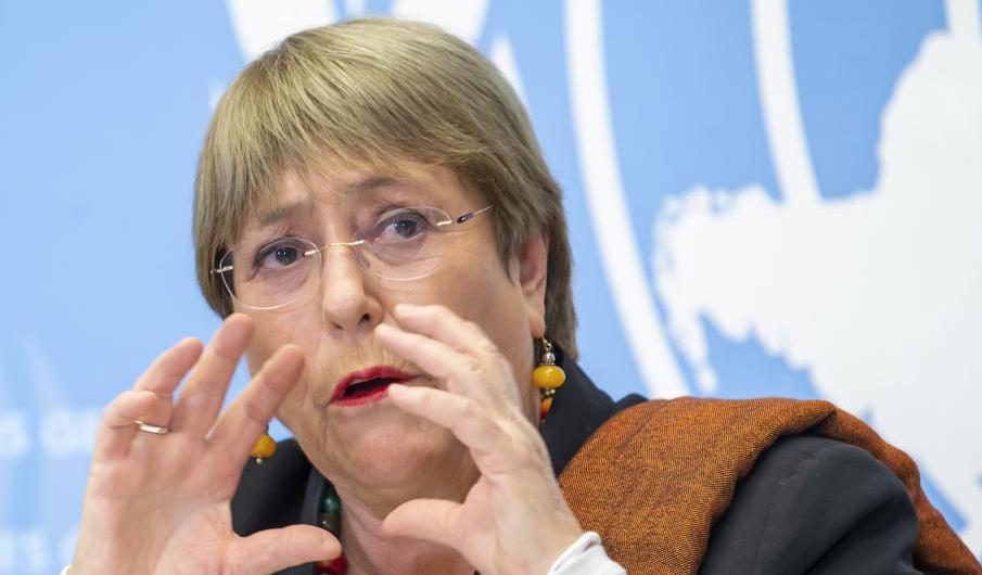 Michelle Bachelet, UN High Commissioner for Human Rights, speaks about the Tigray region of Ethiopia at the European headquarters of the United Nations in Geneva, Switzerland, Nov. 3, 2021. The United Nations' human rights office on Friday set out what it calls growing evidence of war crimes since the Russian invasion of Ukraine.