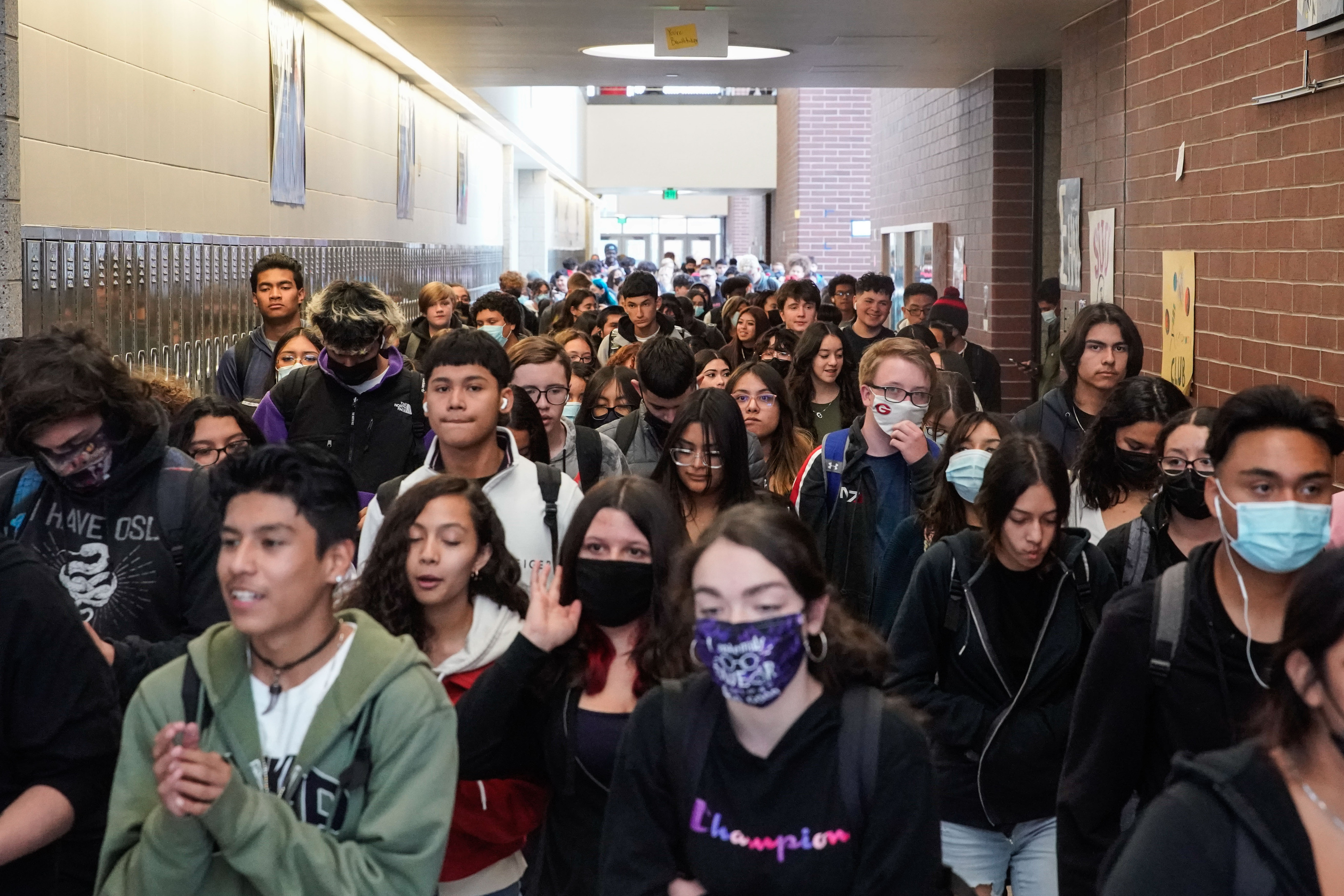 Students walk along the hallway during lunch break at Granger High School in West Valley City on Oct. 26. A Utah Foundation report shows the Beehive State has work to do when it comes to connecting Utah's K-12 students with resources for postsecondary educational success.