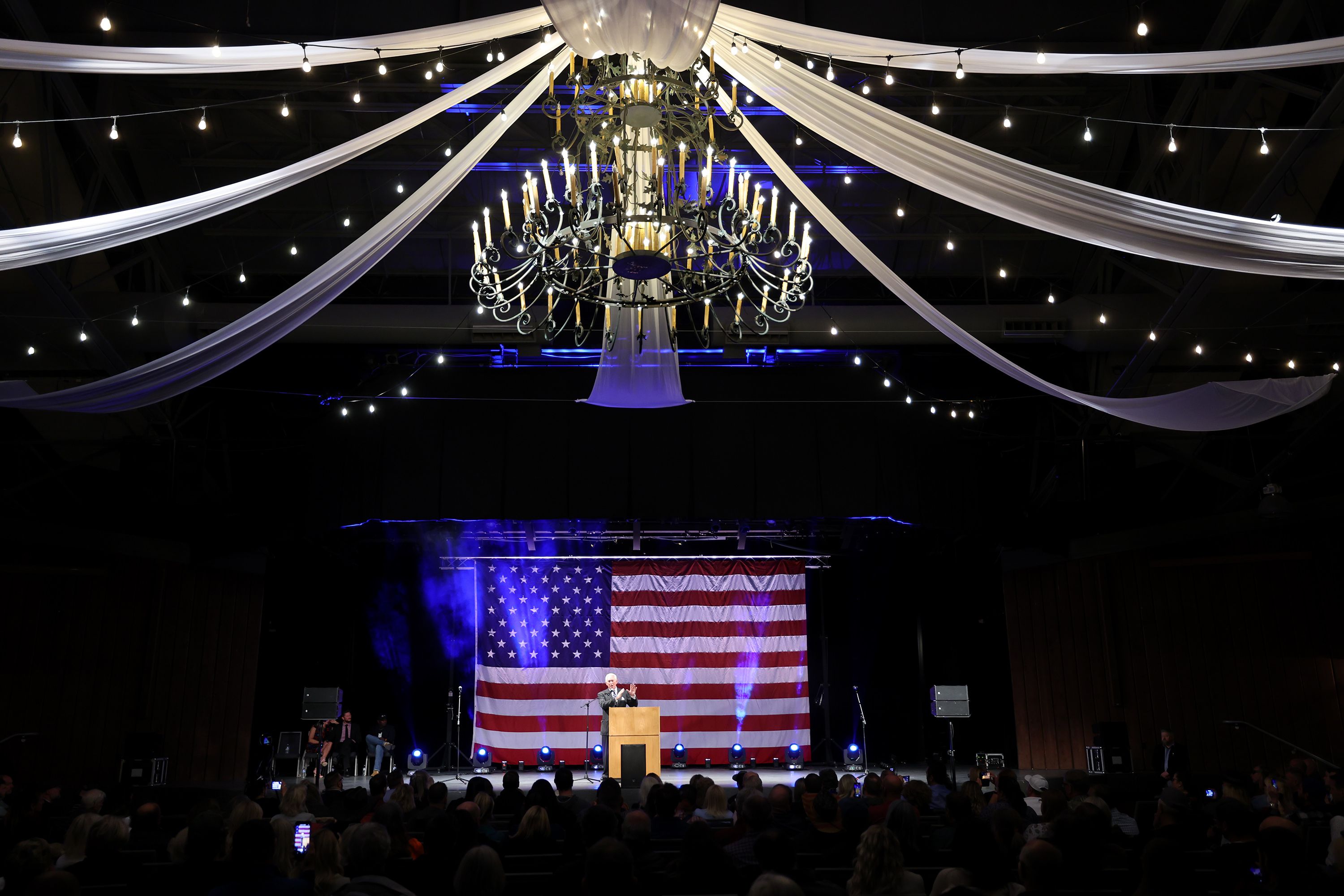Roger Stone, a conservative political consultant and lobbyist, speaks at a rally for 3rd District candidate Jason Preston at Thanksgiving Point in Lehi on Friday.