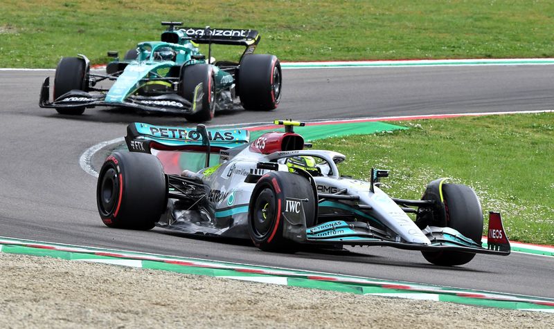 Formula One F1 - Emilia Romagna Grand Prix - Autodromo Enzo e Dino Ferrari, Imola, Italy - April 23, 2022 Mercedes' Lewis Hamilton in action during the sprint race