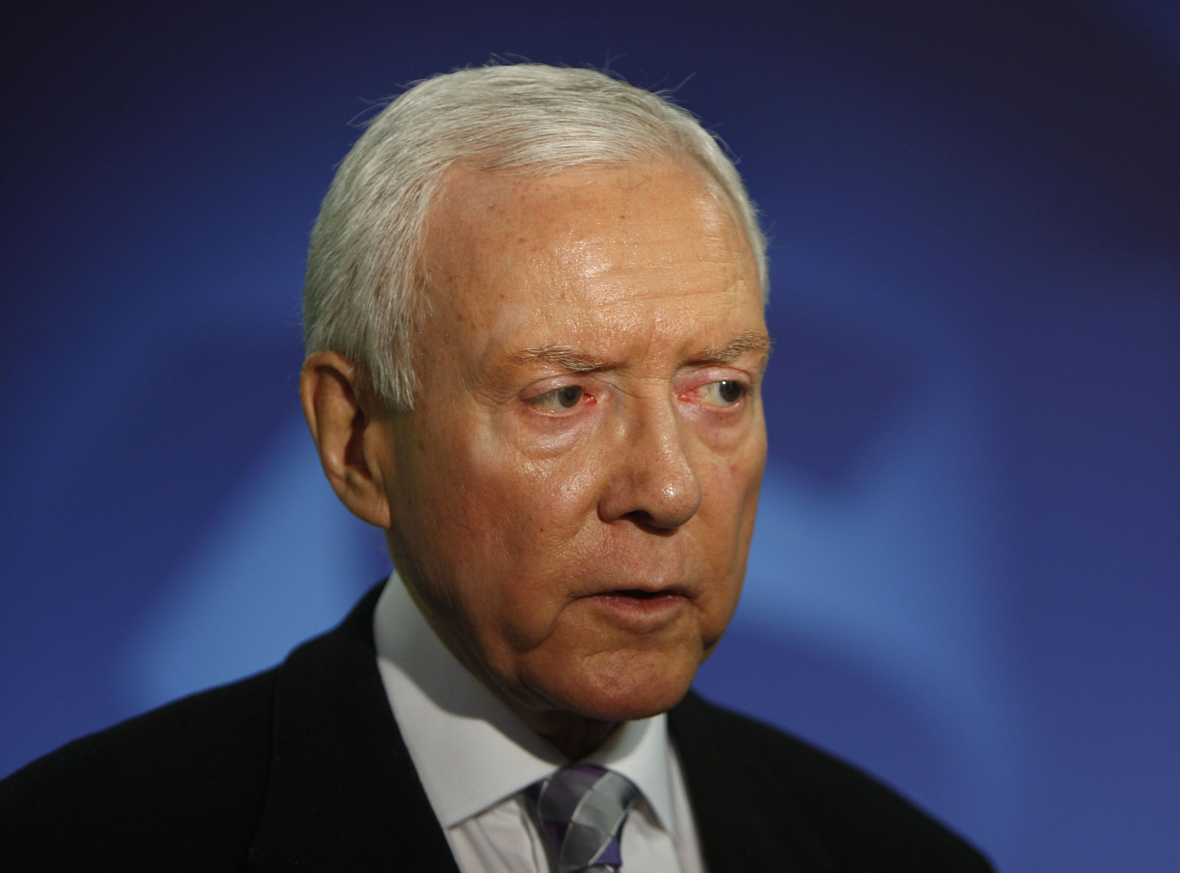 Utah Senator Orrin Hatch is interviewed in KSL studios March 23, 2012, in West Valley City, Utah. Hatch died Saturday at age 88.
