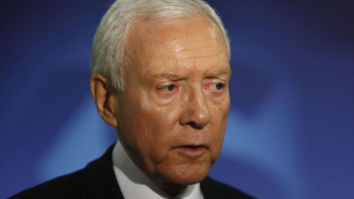 Utah Senator Orrin Hatch is interviewed in KSL studios March 23, 2012, in West Valley City, Utah. Hatch died Saturday at age 88.