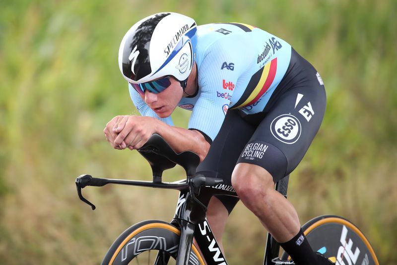 FILE PHOTO: Cycling - UCI Road World Championships - Men's Elite Individual Time Trial - Knokke-Heist to Bruges, Belgium - September 19, 2021 Belgium's Remco Evenepoel in action