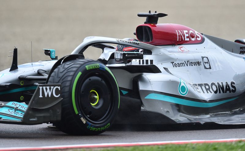 Formula One F1 - Emilia Romagna Grand Prix - Autodromo Enzo e Dino Ferrari, Imola, Italy - April 24, 2022 Mercedes' George Russell during the race