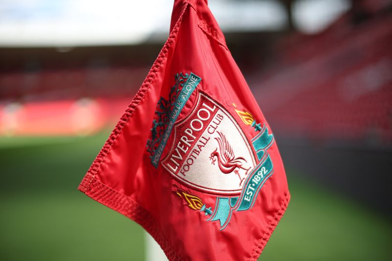 FILE PHOTO: Soccer Football - Premier League - Liverpool v Everton - Anfield, Liverpool, Britain - April 24, 2022  General view of a corner flag inside the stadium before the match