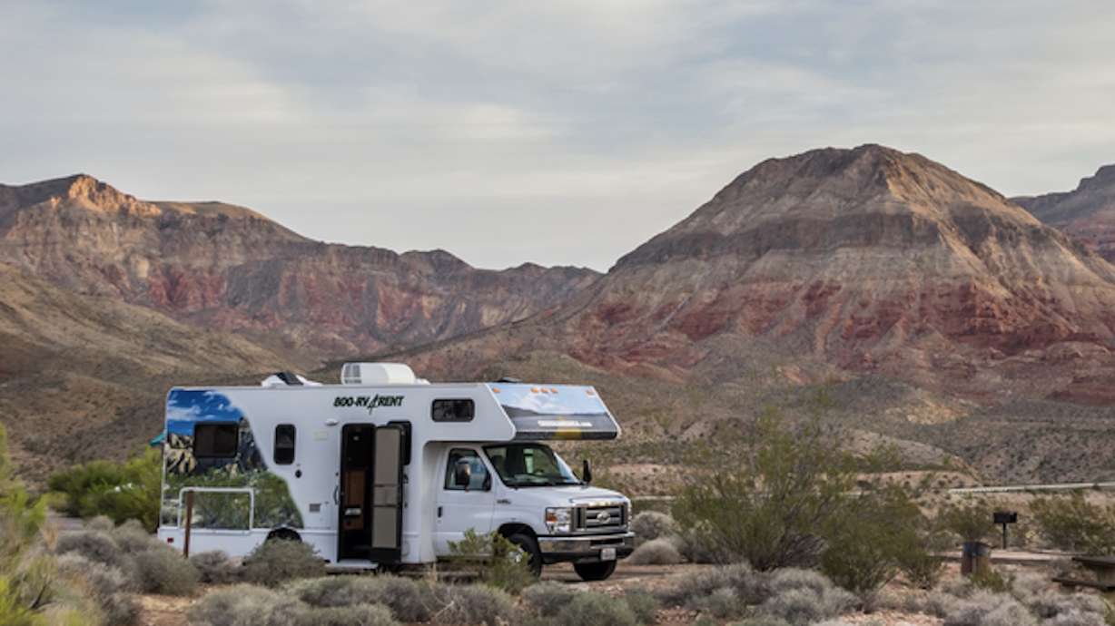 An RV parked at the Virgin River Canyon Campground in Littlefield, Arizona on Sept. 30, 2015. After a recent upgrade to the campground to accommodate popularity, dozens of its sites will be available for online reservation for the first time Saturday for reservations beginning on June 1.